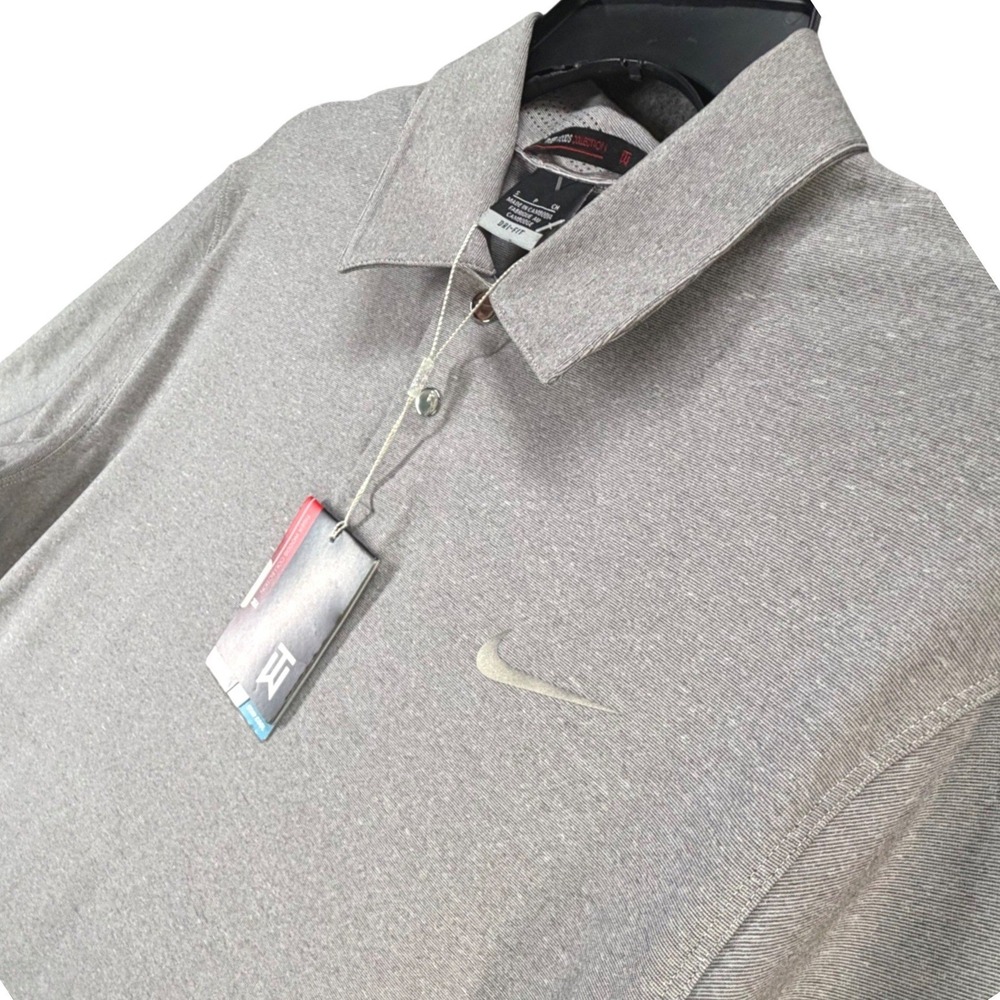 Nike Golf Dri Fit Tiger Woods Collection Polo Shirt Mens S Gray Standard Modern